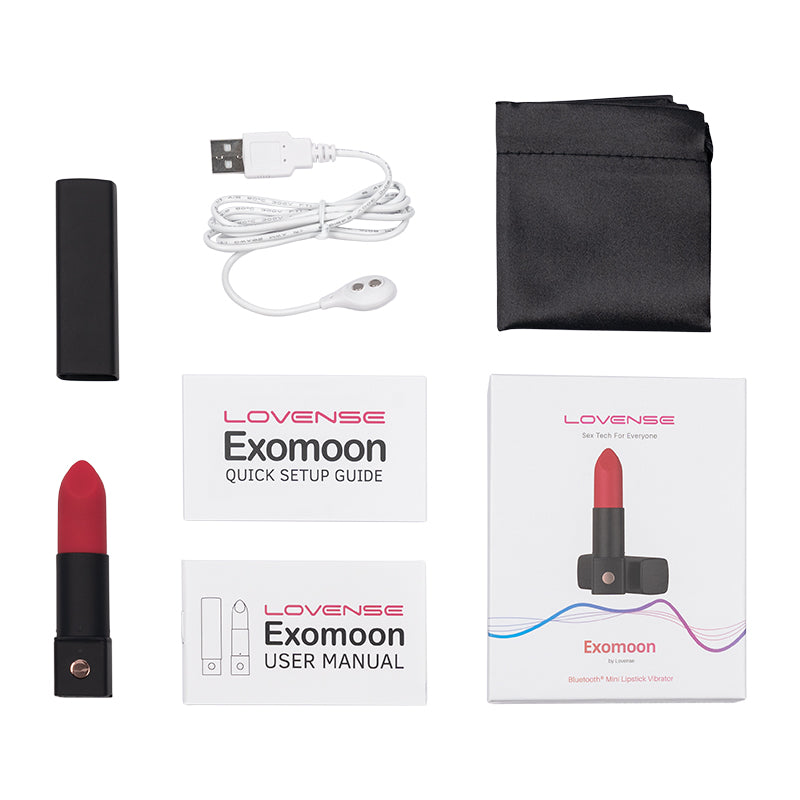 Lovense Exomoon Bluetooth Mini Lipstick Hands Free Thrusting and Dildo Vibrator Pink