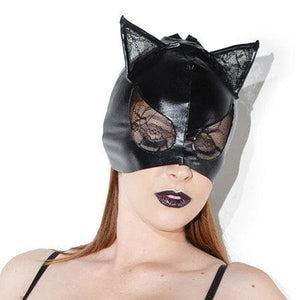 Coquette Cat Mask with Lace Eyes and Ears Black - Romantic Blessings