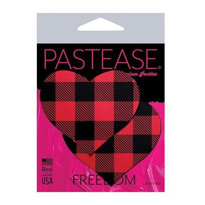 Pastease Premium Holiday Hearts Nipple Pasties Plaid - Romantic Blessings