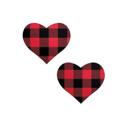 Pastease Premium Holiday Hearts Nipple Pasties Plaid - Romantic Blessings