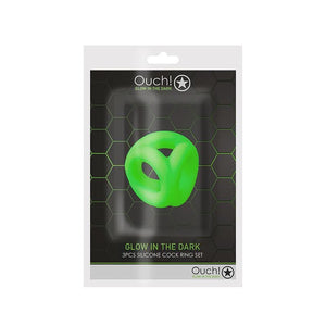 Shots Ouch! Glow in the Dark Silicone Penis & Ball Sling Neon Green - Romantic Blessings