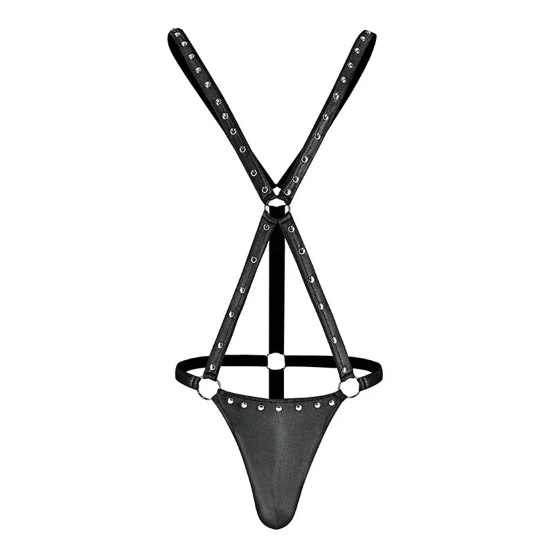 Male Power Fetish Warrior Criss-Cross Body Harness Black
