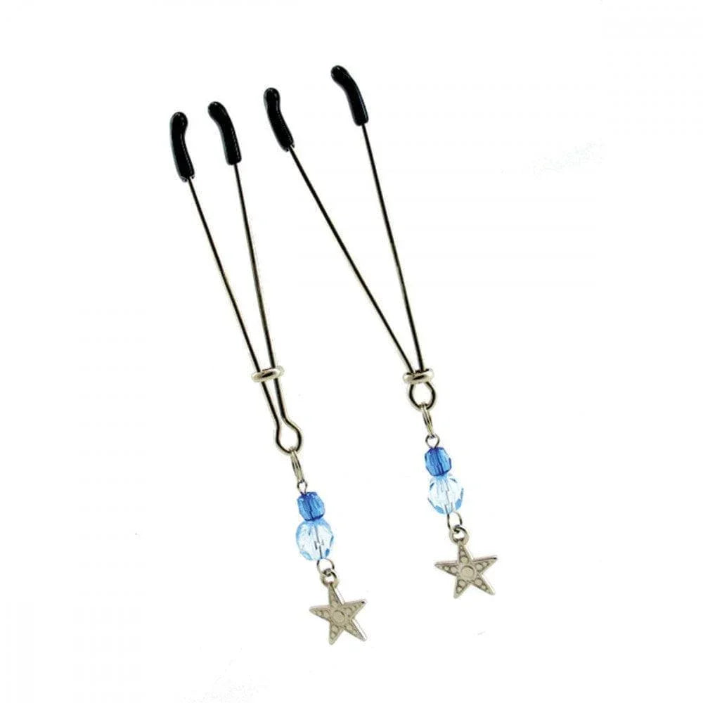 Sex Kitten Tweezer Style Nipple Clamps Star Blue - Romantic Blessings