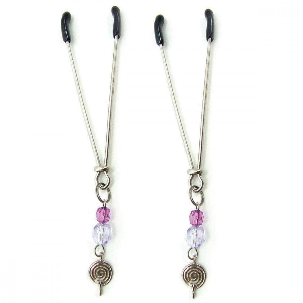 Sex Kitten Tweezer Style Nipple Clamps Purple Swirls - Romantic Blessings