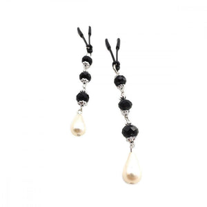 Bijoux de Tweezer Style Nipple Clamps Pearl Black Beads - Romantic Blessings