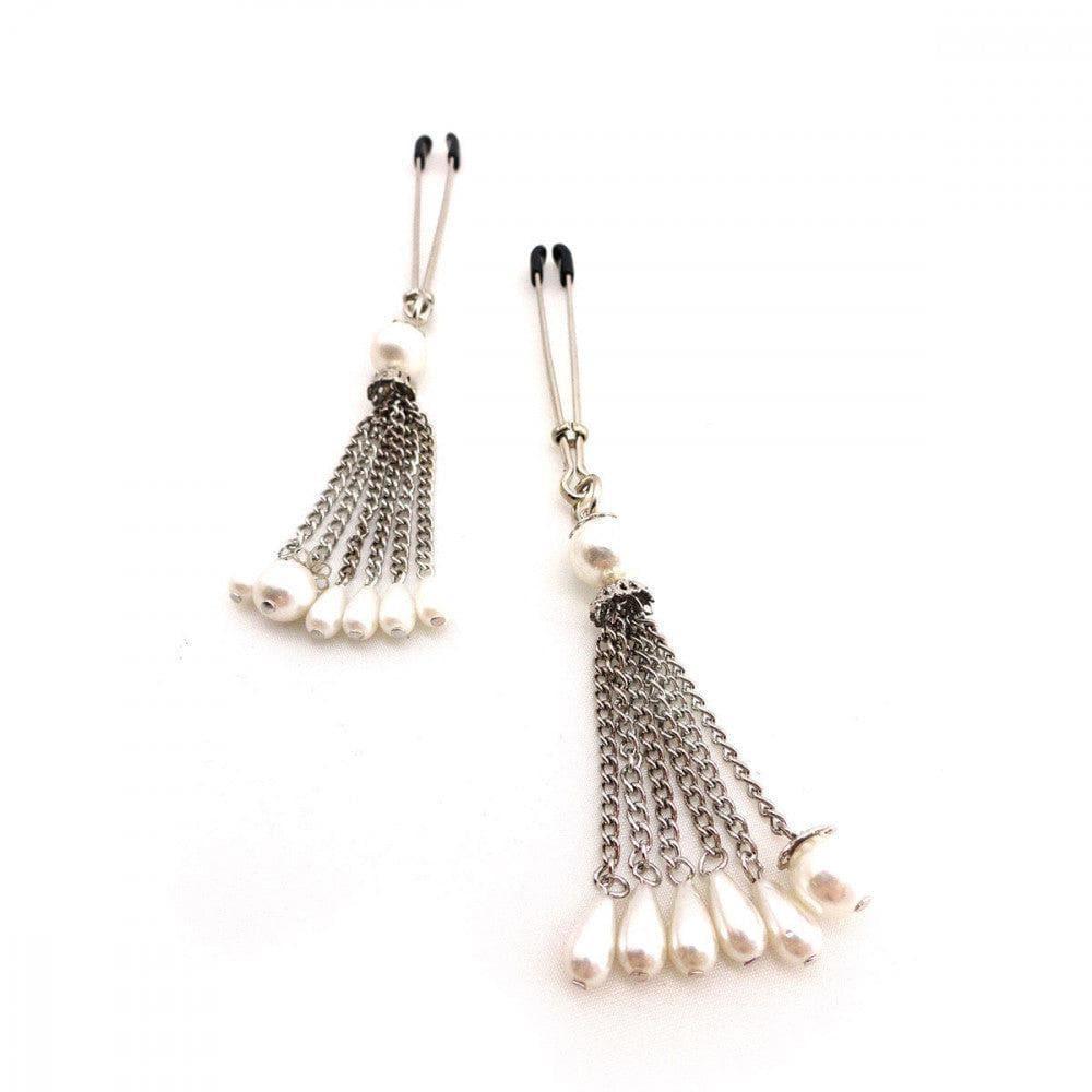 Bijoux de Tweezer Style Nipple Clamps Pearl Tassels - Romantic Blessings