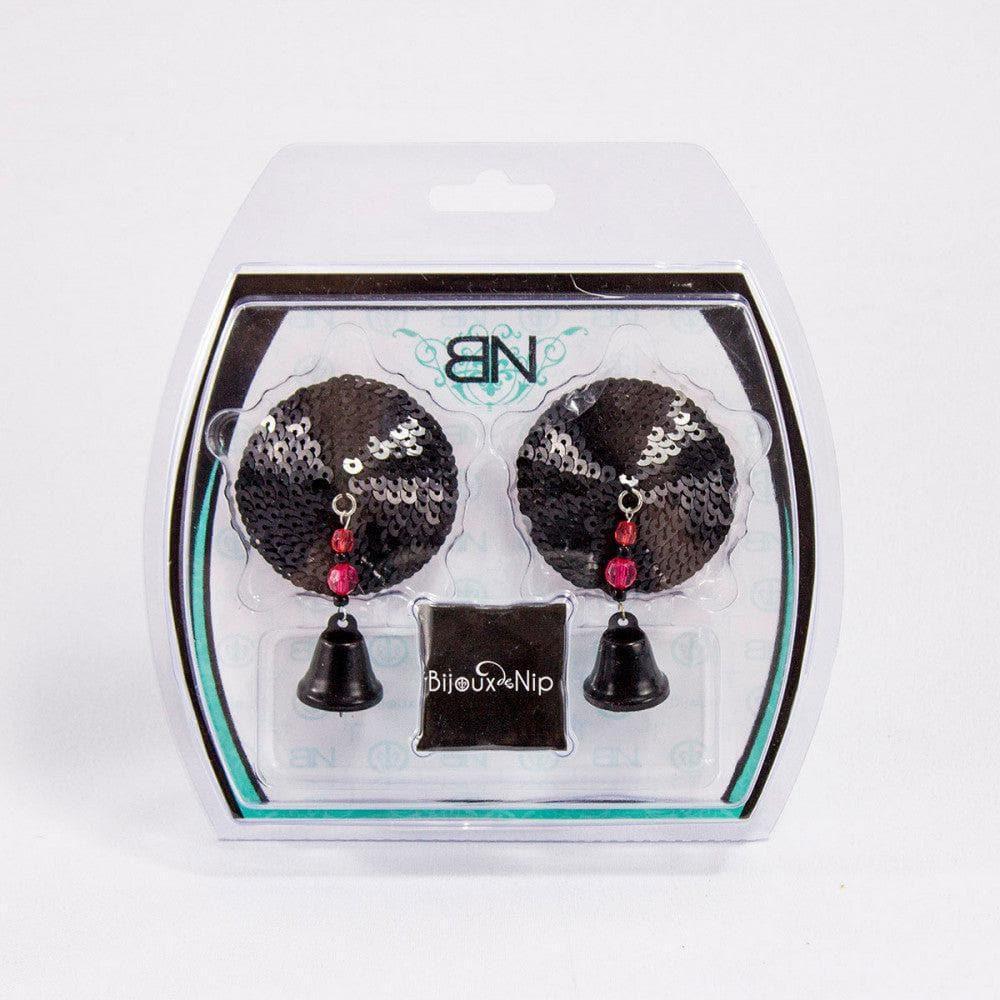 Bijoux de Nip Round Black Sequin Pasties with Bells - Romantic Blessings