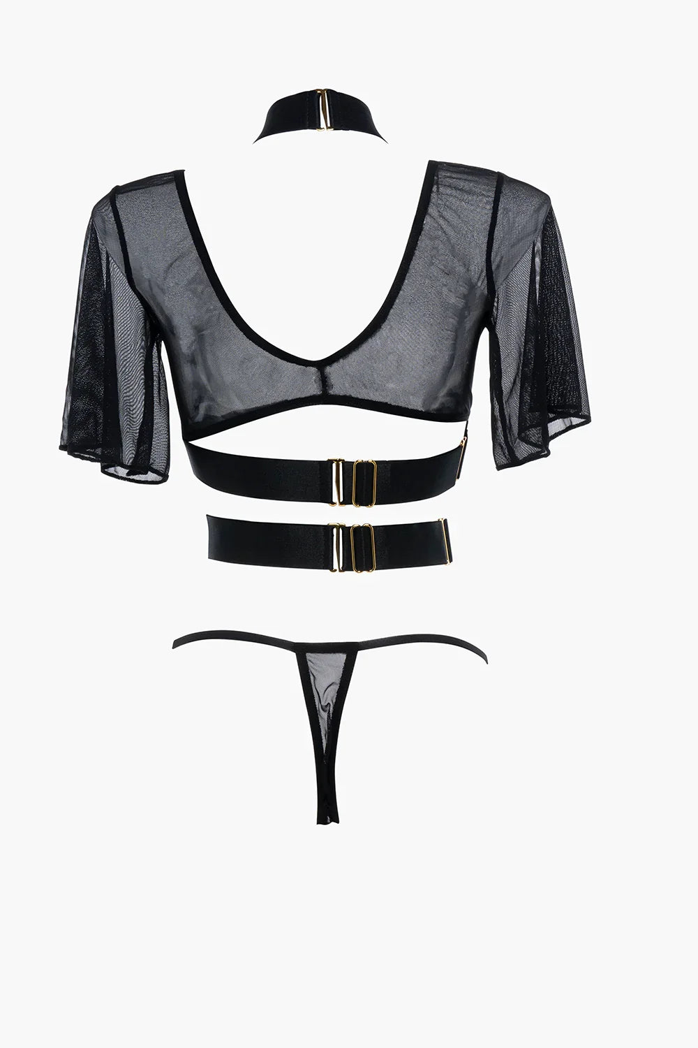 Allure Adore Dreamer Sheer Mesh Bra and G-String Set Black One Size