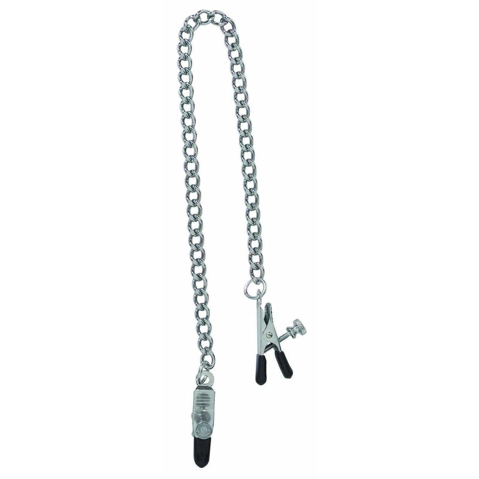 Adjustable Tapered Tip Narrow Jaw Nipple Clamps With Link Chain - Romantic Blessings