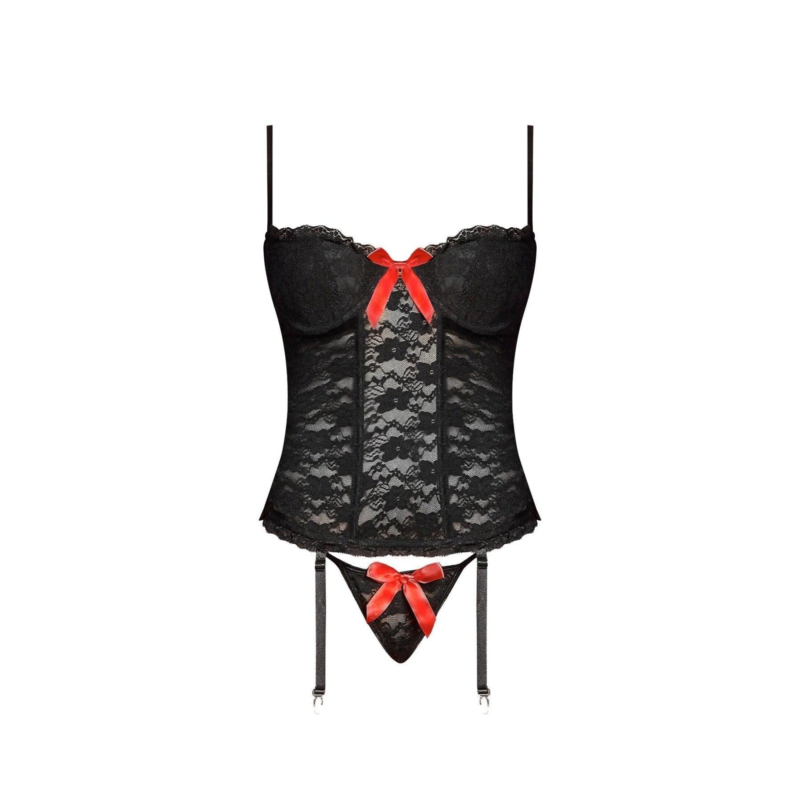 Magic Silk Luv Lace Bustier & G-String Black - Romantic Blessings