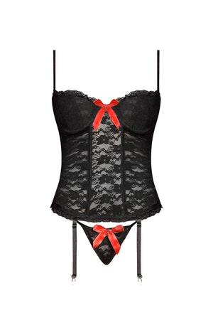 Magic Silk Luv Lace Bustier & G-String Blk