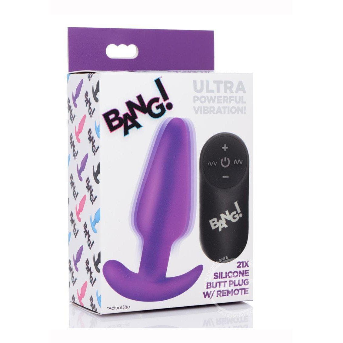 Bang! 21 Function Vibrating Silicone Rechargeable Butt Plug With Remote Control - Romantic Blessings