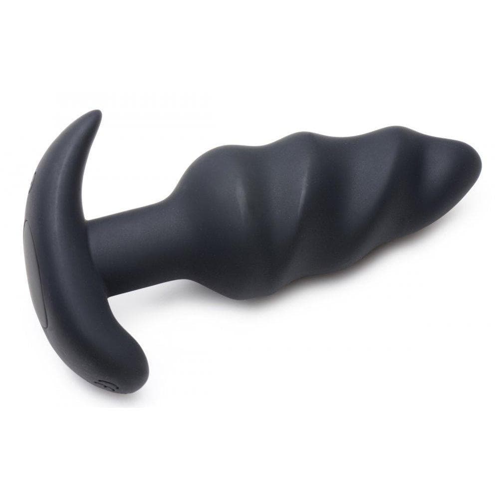 Bang! 21 Function Vibrating Silicone Rechargeable Swirl Butt Plug With Remote Control - Romantic Blessings