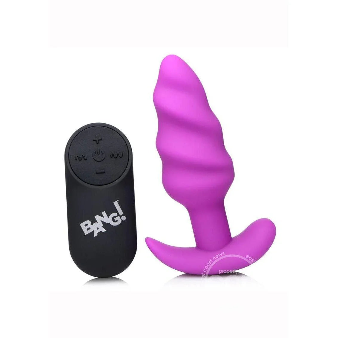 Bang! 21 Function Vibrating Silicone Rechargeable Swirl Butt Plug With Remote Control - Romantic Blessings