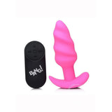 Bang! 21 Function Vibrating Silicone Rechargeable Swirl Butt Plug With Remote Control - Romantic Blessings