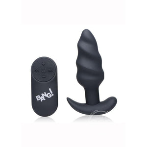 Bang! 21 Function Vibrating Silicone Rechargeable Swirl Butt Plug With Remote Control - Romantic Blessings