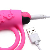 Bang! Silicone Rechargeable Penis Ring And Bullet With Remote Control - Romantic Blessings