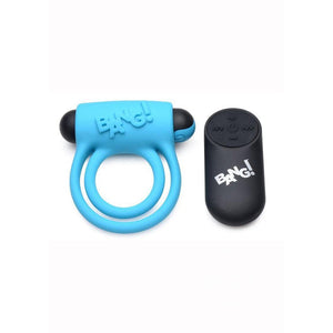 Bang! Silicone Rechargeable Penis Ring And Bullet With Remote Control - Romantic Blessings