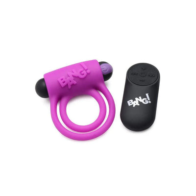 Bang! Silicone Rechargeable Penis Ring And Bullet With Remote Control - Romantic Blessings