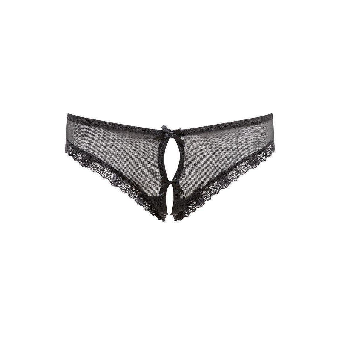 Barely Bare Double Window Panty Black One Size - Romantic Blessings