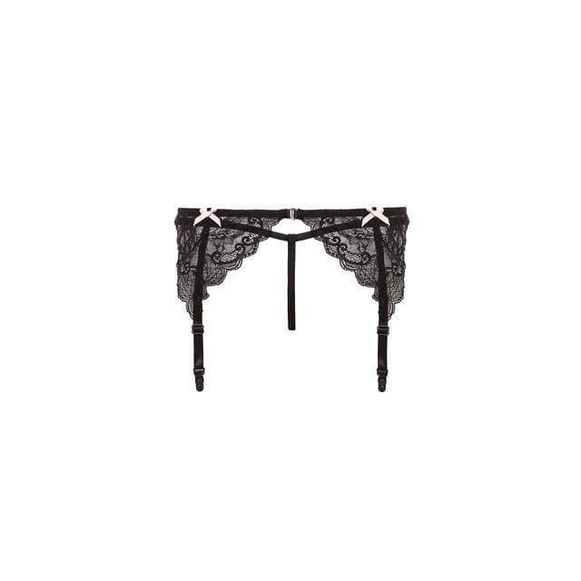 Barely Bare Garter Bows and Panty Black One Size - Romantic Blessings