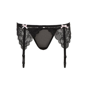 Barely Bare Garter Bows and Panty Black One Size - Romantic Blessings