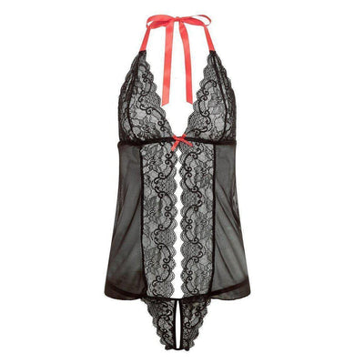 Barely Bare Open Front Baby Doll Black One Size - Romantic Blessings
