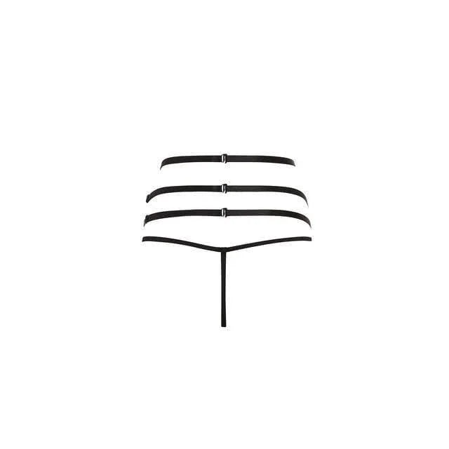 Barely Bare Strappy Garter and Panty Set Black One Size - Romantic Blessings