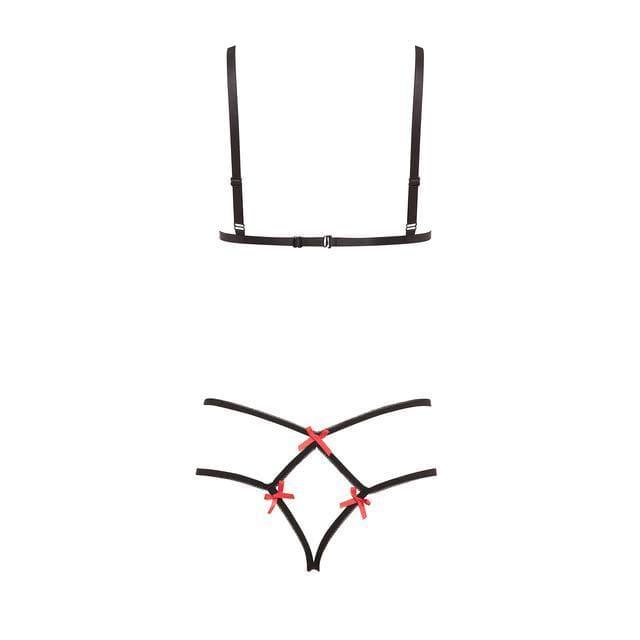 Barely Bare Tie Me Up Lingerie Set Black One Size - Romantic Blessings