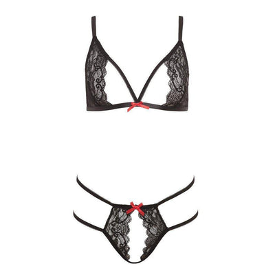 Barely Bare Tie Me Up Lingerie Set Black One Size - Romantic Blessings