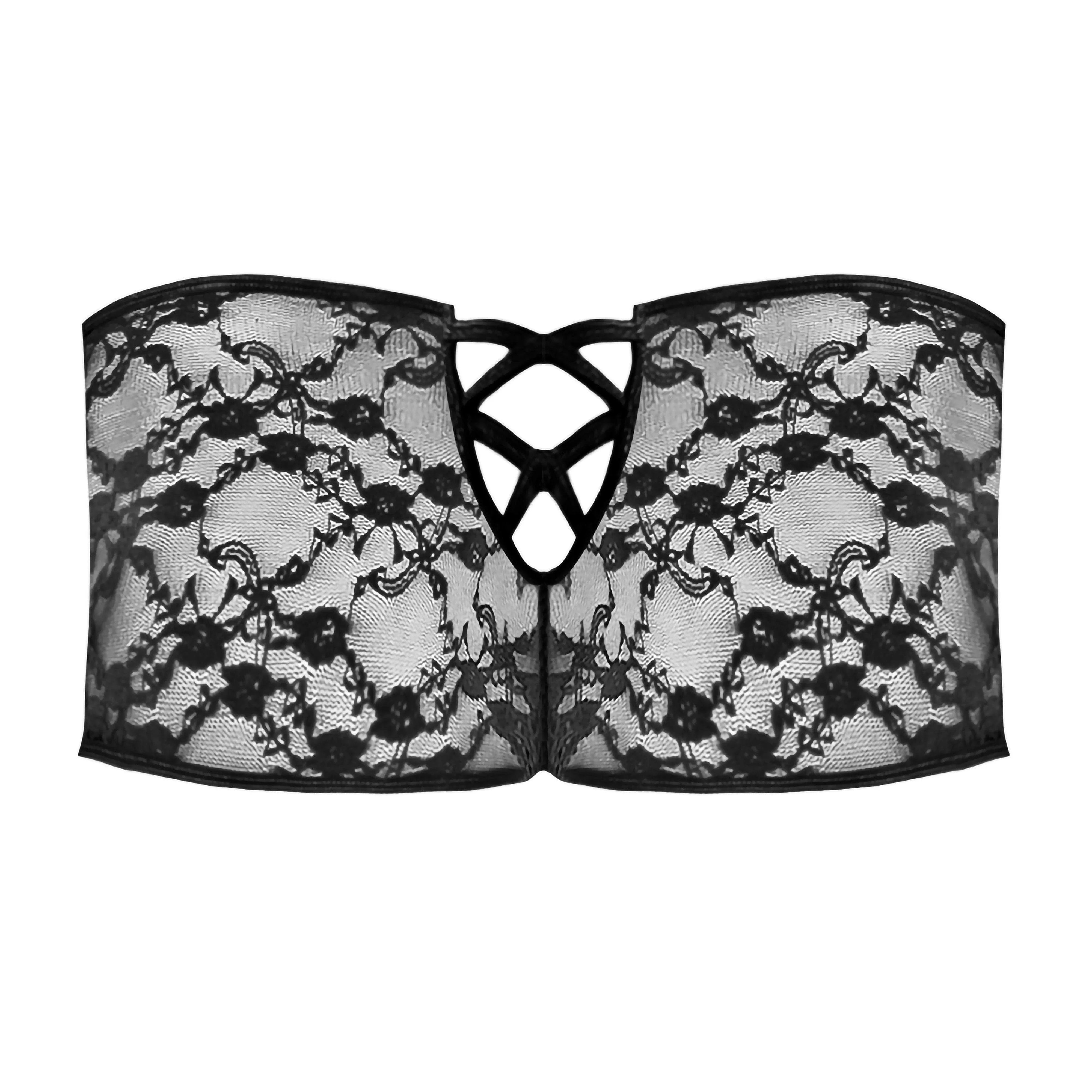 Magic Silk Booty Packs Lace Crotchless 3 Pack Black - Romantic Blessings