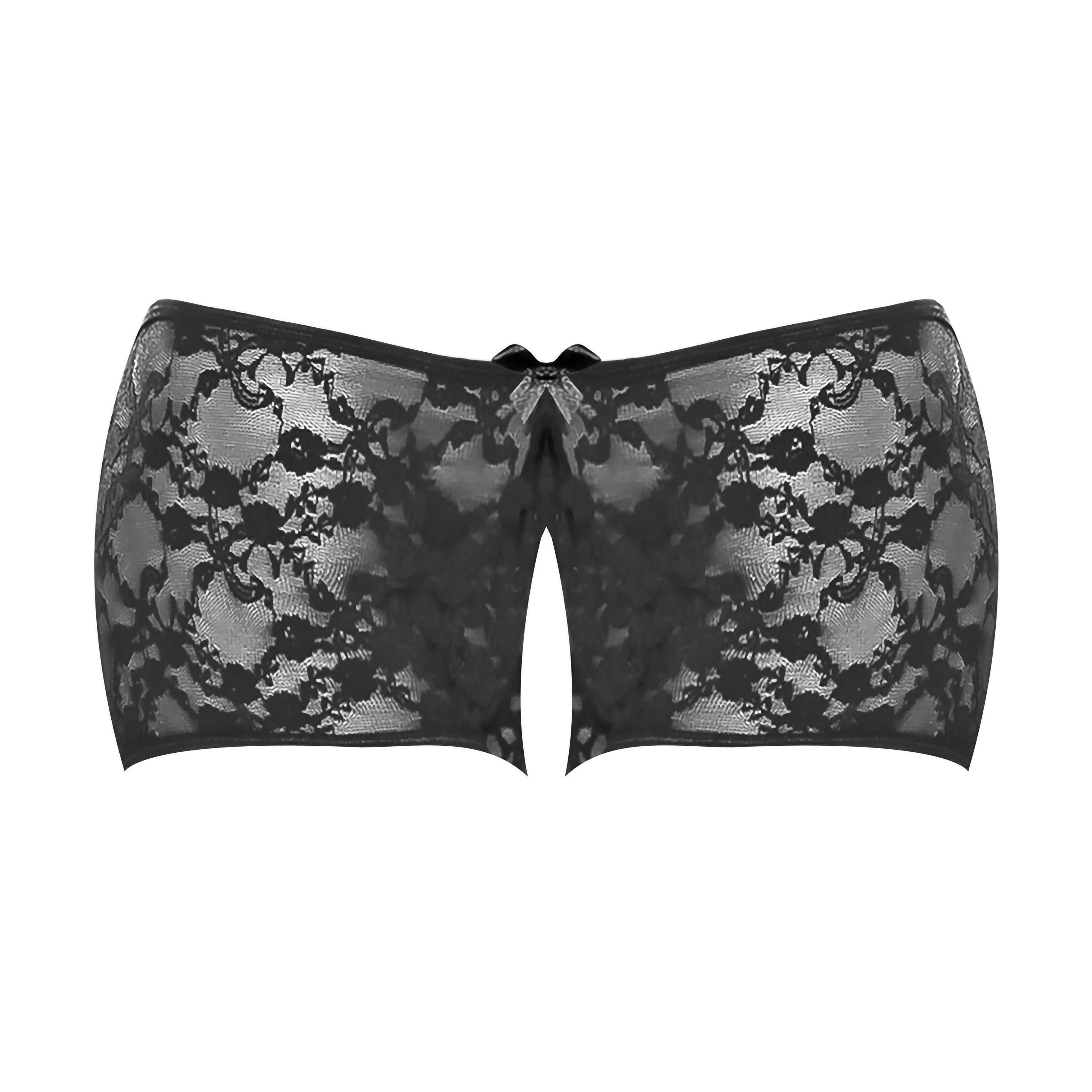 Magic Silk Booty Packs Lace Crotchless 3 Pack Black - Romantic Blessings