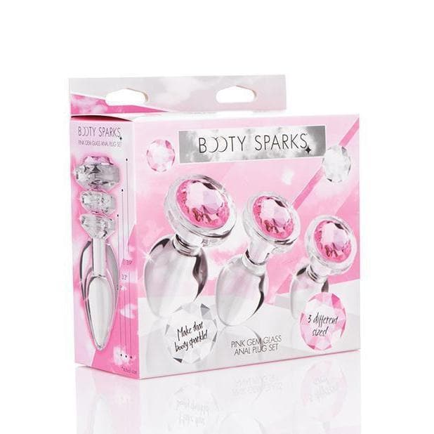 Booty Sparks Pink Gem Glass Anal Set of 3 - Romantic Blessings