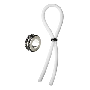 C-ring Lasso Black Gems Bead Silicone White - Romantic Blessings