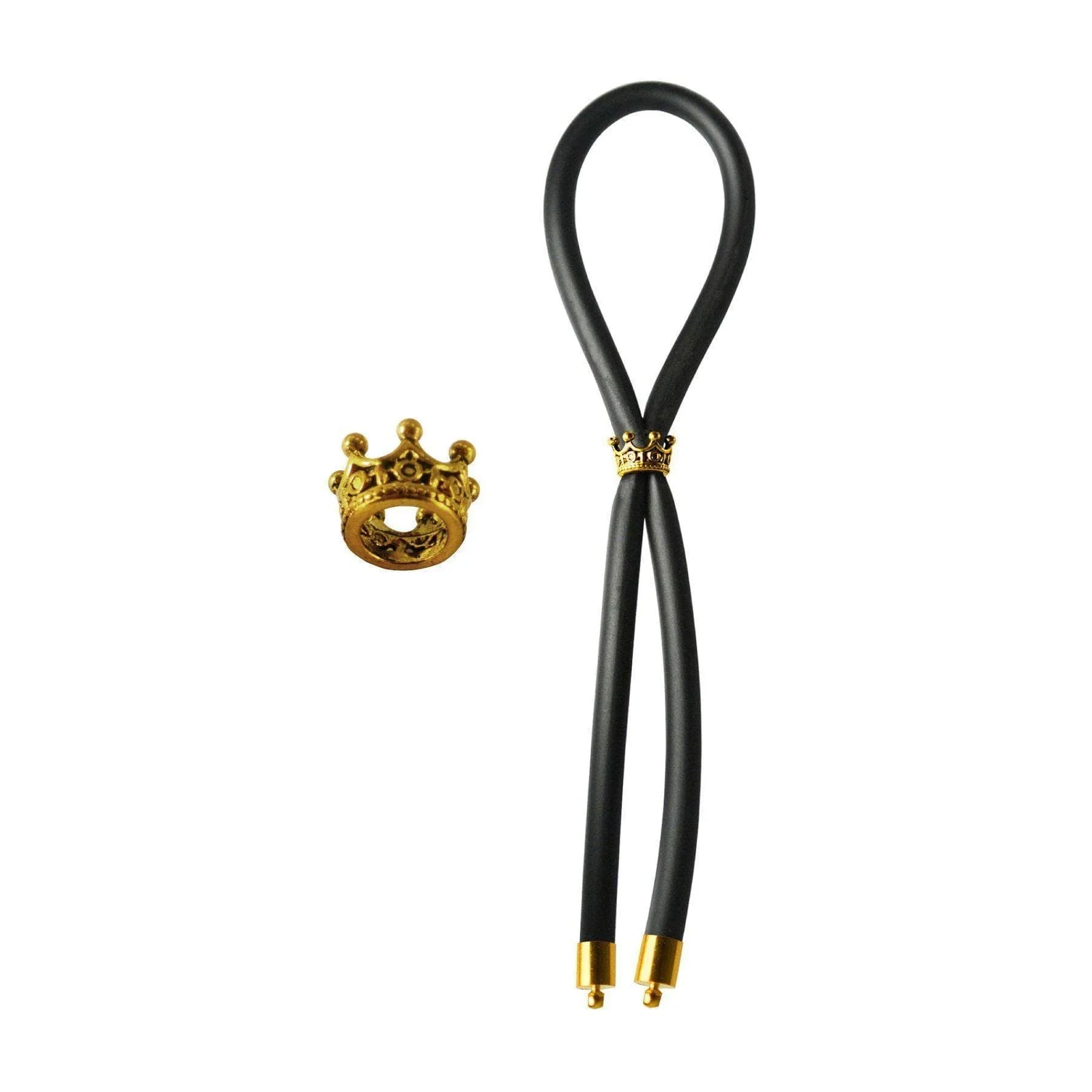 C-ring Lasso Gold Crown Bead Silicone Black - Romantic Blessings