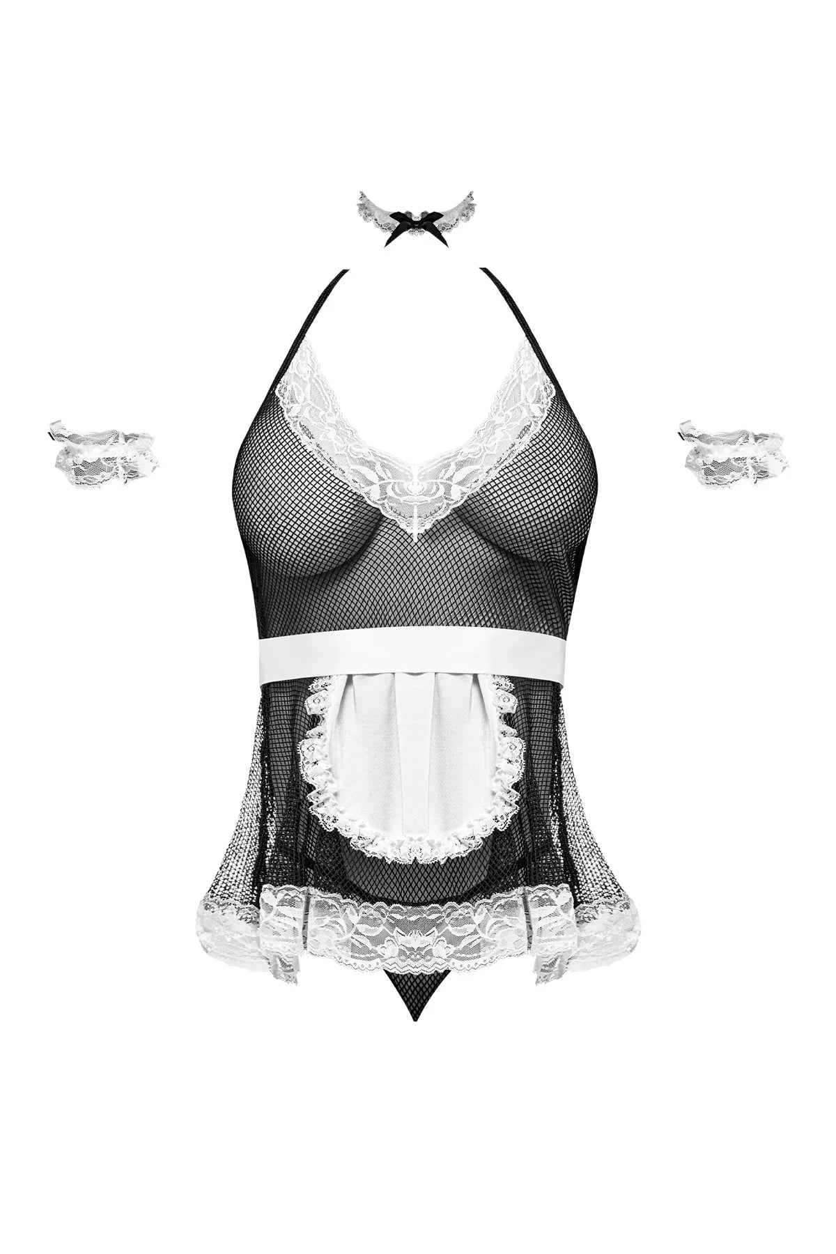 Magic Silk Chamber Maid Bedroom Fantasy Costume Black