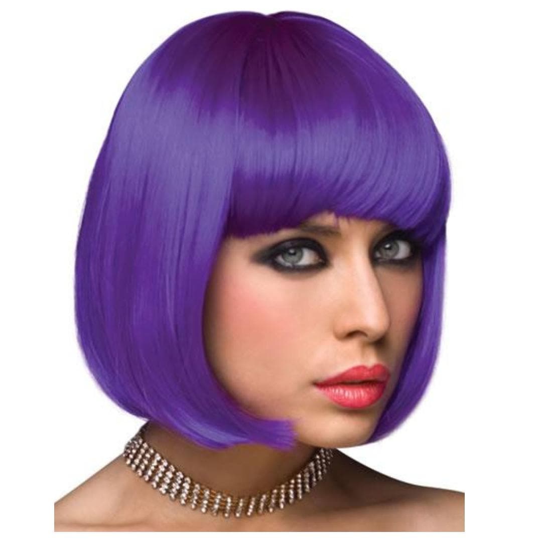 Pleasure Wigs Cici Short Hair Bob Look Banged Wig Purple - Romantic Blessings