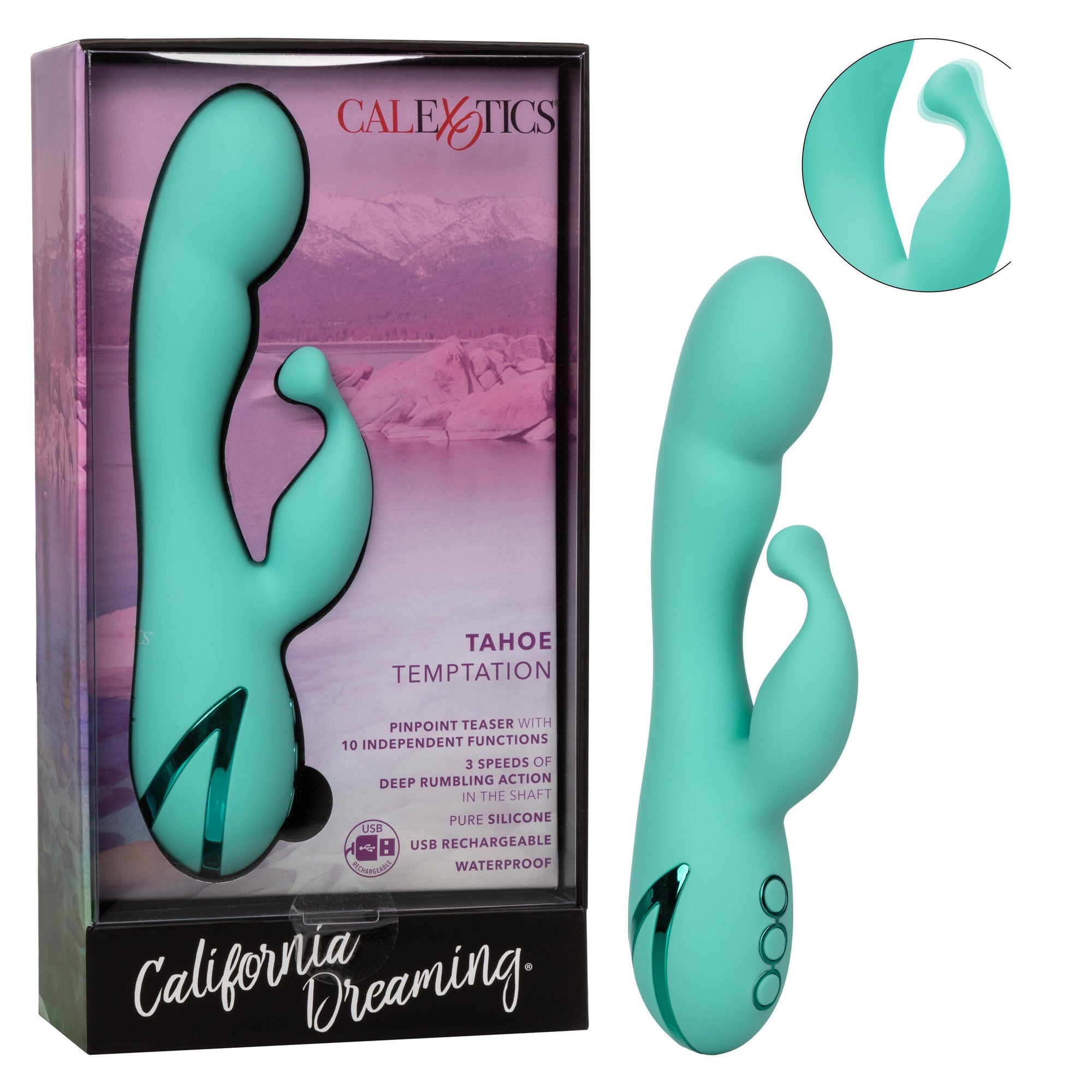 California Dreaming Tahoe Temptation Silicone Rechargeable Rabbit Vibrator - Romantic Blessings