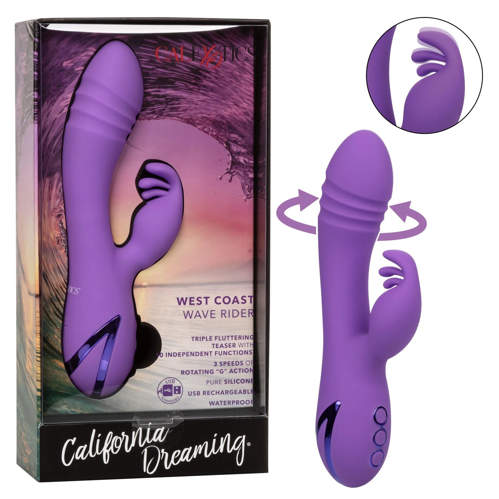 California Dreaming West Coast Wave Rider Silicone Rechargeable Rabbit Vibrator - Romantic Blessings
