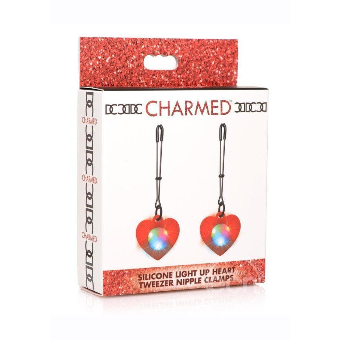 Charmed Silicone Light-Up Heart Tweezer Nipple Clamps - Romantic Blessings