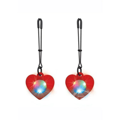 Charmed Silicone Light-Up Heart Tweezer Nipple Clamps - Romantic Blessings