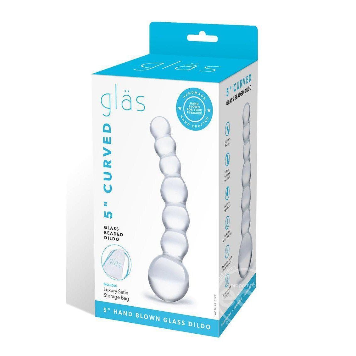 Curved Beaded Dildo Glass Clear 5 Inches - Romantic Blessings
