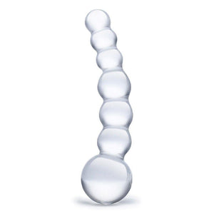 Curved Beaded Dildo Glass Clear 5 Inches - Romantic Blessings