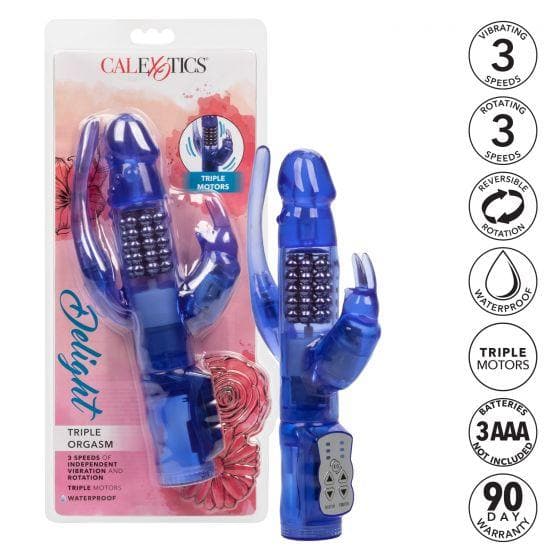 Delight Triple Motor Orgasm Beaded Rotating Waterproof Rabbit Vibrator - Romantic Blessings