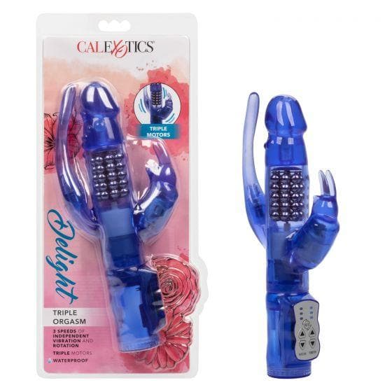 Delight Triple Motor Orgasm Beaded Rotating Waterproof Rabbit Vibrator - Romantic Blessings