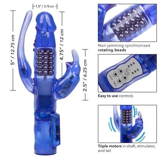 Delight Triple Motor Orgasm Beaded Rotating Waterproof Rabbit Vibrator - Romantic Blessings