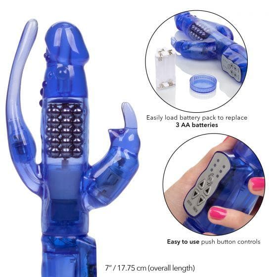 Delight Triple Motor Orgasm Beaded Rotating Waterproof Rabbit Vibrator - Romantic Blessings