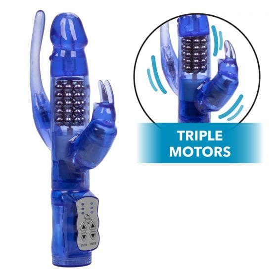 Delight Triple Motor Orgasm Beaded Rotating Waterproof Rabbit Vibrator - Romantic Blessings