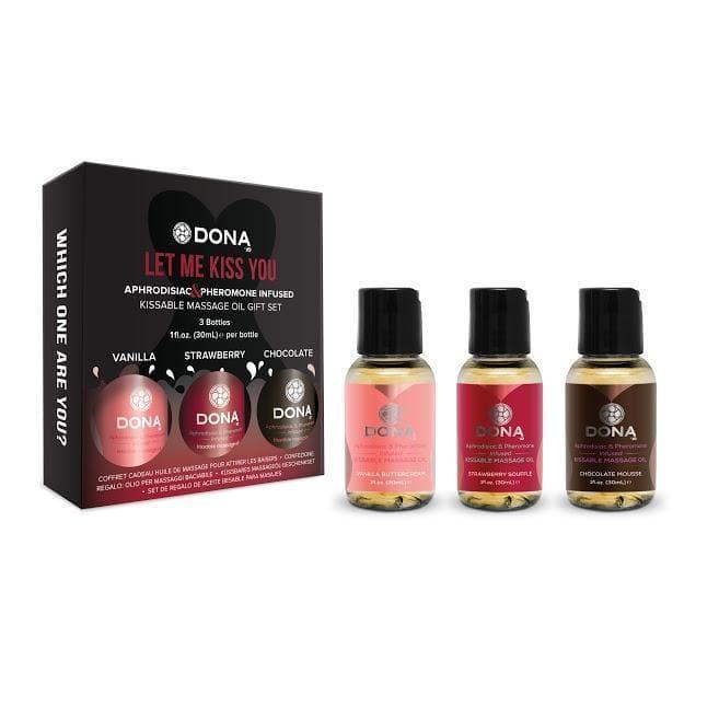 Dona Let Me Kiss You Pheromone Infused Kissable Massage Oil 3 Pc Gift Set 1 Oz - Romantic Blessings