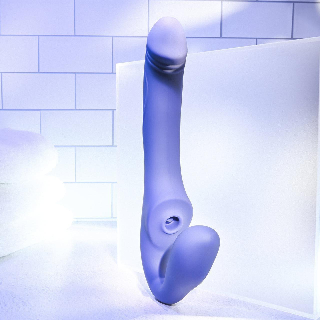 Evolved 2 Become 1 Remote Control Rechargeable Suction Strapless Strap-On Purple - Romantic Blessings